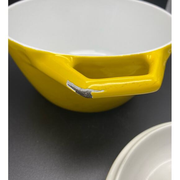 Vintage Copco Denmark D1 Yellow Enamel Cast Iron‎ Small Dutch oven lid 60's - Picture 6 of 9